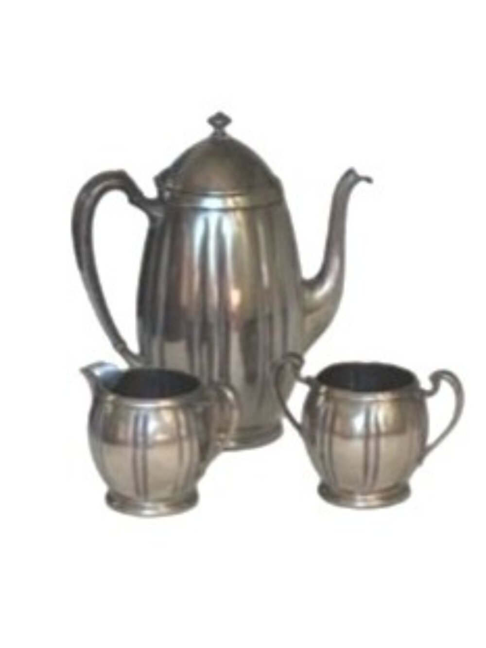 Vintage Pilgrim Solid Pewter 3-Piece Coffee Tea Service Creamer Sugar Set 2311